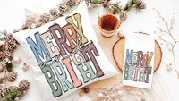 merry and bright kitchen towels for Christmas, boho Christmas hand towel for guest bathroom, trending Christmas gifts for new homeowners