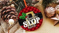 Santa stop here stocking tags for Christmas door knob hangers, cute Christmas ornament for kids, Santa Claus Christmas ornament gift best