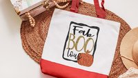 fab boo lous cute Halloween tote bag for women, trick or treat bag for girls, funny Halloween gifts for adults, eco friendly gifts, reusable