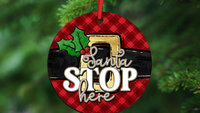 Santa stop here stocking tags for Christmas door knob hangers, cute Christmas ornament for kids, Santa Claus Christmas ornament gift best
