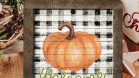 farmhouse pumpkin ornament welcome wreath attachments for fall style gift, Thanksgiving ornaments for tree, fall host gift, black and white