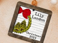 Personalized Watercolor Wreath Christmas Ornament with Names