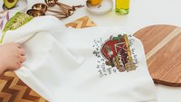 deck the halls farm Christmas kitchen towels for winter, cute Christmas hostess gifts for women, funny stocking stuffers for adult, red barn