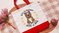 life is better with dogs pitbull tote bag for women, pittie mom pit bull gifts, reusable shopping bag, amstaff dog lover gift for her, cute