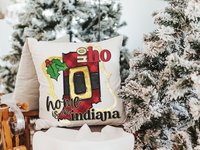 ho ho ho Iowa Christmas throw pillows for sofa, Des Moines Iowa gifts, state Christmas gifts for neighbors, Christmas housewarming gift for