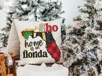 ho ho ho Iowa Christmas throw pillows for sofa, Des Moines Iowa gifts, state Christmas gifts for neighbors, Christmas housewarming gift for