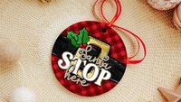 Santa stop here stocking tags for Christmas door knob hangers, cute Christmas ornament for kids, Santa Claus Christmas ornament gift best