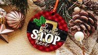 Santa stop here stocking tags for Christmas door knob hangers, cute Christmas ornament for kids, Santa Claus Christmas ornament gift best