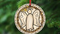hark the herald angels sing hymn ornament wood, religious Christmas ornaments for grandma, Christian Christmas gift set for Mom, stocking
