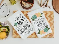 oink moo cockadoodle doo and nobody eats til we say amen kitchen towels