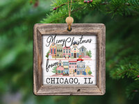 custom city state Christmas ornaments handmade, Merry Christmas from ornament wood, Christmas housewarming gift, real estate closing gifts