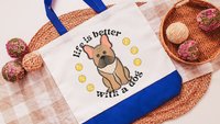 life is better with dogs French bulldog tote bag for women, Frenchie mom gift, French bulldog gifts for her, reusable shopping bag, cute dog
