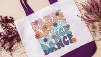 70s inspired retro flower tote bag for dance tote bag for girls, dance mom gifts, dance team senior gifts for college girls, Easter basket