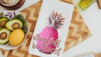 stand tall like a pineapple inspirational kitchen towels for Mom, pink pineapple kitchen decor, cute gifts for best friends, tropical hand