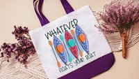 whatever floats your boat beach tote bag for vacation, kayak girl kayak gifts, reusable shopping bag, lake life gifts, lake bachelorette