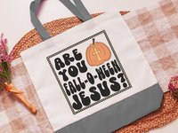 Are you falloween Jesus Halloween tote bag for women, trick or treating tote bag for kid, reusable grocery bag cute gift for sister, October