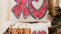 xo valentine throw pillow for bed, cute Valentines wedding gifts for couple, personalized Valentines ornaments for a tree, hugs and kisses