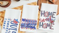 4th of July kitchen towels, patriotic decor for home, July birthday gifts for her, hostess gift ideas, home sweet home dish towel, new home