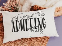 just wing it funny lumbar pillow for bed, 18th birthday gifts for daughter, college dorm decor for girls, adulting gift, sarcastic throw