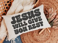 Matthew 11 28 scripture throw pillows for couch, encouragement gift for women, Bible verse lumbar pillow cover 12x20, Christian gifts for