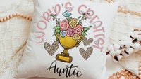 personalized worlds greatest grandma floral throw pillow for Mom, sentimental Mothers day gifts for Nana, Mimi gifts from grandkids, leopard