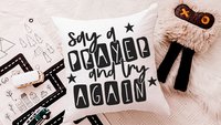 say a prayer inspirational throw pillows for kids, try again never give up motivational decor, Christian baby gifts, gender neutral nursery