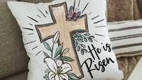 he is risen Easter cross Easter kitchen towels for Mom, Matthew 28:6 Christian Easter decor gift, religious hand towels for church, faith
