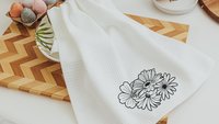 floral chicken kitchen towels for Spring, black and white farmhouse kitchen decor, cute chicken gifts for women, chicken mom gift, flower