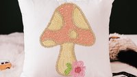 whimsical mushroom throw pillow for rocking chairs, cute mushroom decor for nursery, reading nook pillow, woodland baby shower gift girl