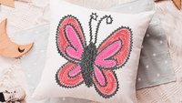 pink butterfly throw pillow for bed cute butterfly gifts for her, garden nursery decor, reading nook pillow, birthday gifts for little girl