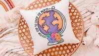 for God so loved the world floral globe throw pillows for girls, baptism gift girl from godmother John 3 16 Bible verse pillow cover 18 x 18