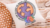 for God so loved the world floral globe throw pillows for girls, baptism gift girl from godmother John 3 16 Bible verse pillow cover 18 x 18