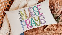 this nurse prays lumbar pillow with insert, NICU nurse gift for Mom, head nurse pillow for office chair, RN gifts for women, Christian throw