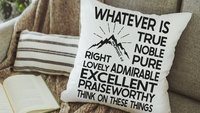 Philippians 4:8 Kitchen Towel, Throw Pillow, Bible Verse, Christian Decor