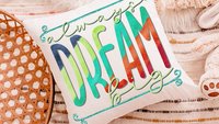 dream big inspirational throw pillows for kids, colorful nursery decor, reading nook pillow, toddler girl gifts, positive affirmations for