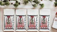 merry kissmas Christmas kitchen towels, cute Christmas housewarming gifts for couple, candy cane Christmas tree Christmas kitchen hand towel