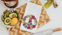 floral peace sign kitchen towels for mom, hippie kitchen decor, cute hand towels for bathroom boho kitchen dish towels, powder room decor