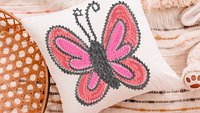 pink butterfly throw pillow for bed cute butterfly gifts for her, garden nursery decor, reading nook pillow, birthday gifts for little girl