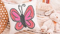 pink butterfly throw pillow for bed cute butterfly gifts for her, garden nursery decor, reading nook pillow, birthday gifts for little girl