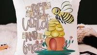 be wild and free bumble bee throw pillow for kids reading nook pillow covers 18x18, honey bee baby shower gifts, inspirational nursery decor