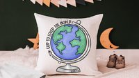 for God so loved the world Earth globe throw pillows for kids, baptism gift boy from grandparents, John 3 16 Bible verse pillow covers 18x18