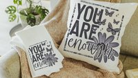 you are enough inspirational throw pillow for couch, college dorm decor for girls, mental health gifts for women, positive affirmations for