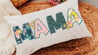 floral mama lumbar pillow cover 12x20, first time Mothers day gift for new moms, rocking chair pillow, cute throw pillows for bed, Spring