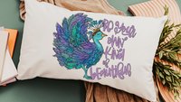 be your own kind of beautiful lumbar pillow for bed, cute dorm decor for girls, positive affirmations for teens, peacock throw pillow
