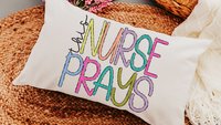 this nurse prays lumbar pillow with insert, NICU nurse gift for Mom, head nurse pillow for office chair, RN gifts for women, Christian throw