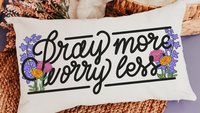 pray more worry less lumbar pillow for rocking chair, Christian gifts for ladies Bible study group essentials, prayer warrior gift, floral