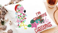 I'm dreaming of a pink Christmas throw pillows for couch, flamingo Christmas kitchen towels, cute Christmas gifts for beach lovers, coastal