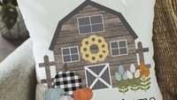 home sweet home pillow for country home, farm throw pillow for couch, Thanksgiving hostess gift for women, buffalo plaid pumpkin decor, barn