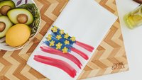floral American flag kitchen towels, patriotic kitchen decor, 4th of July bridal shower gifts for bride, USA gifts, Independence day home