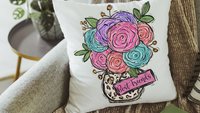 personalized floral throw pillow for couch, leopard print kitchen towels with name, stocking stuffers for Grandma Christmas gifts for Nana